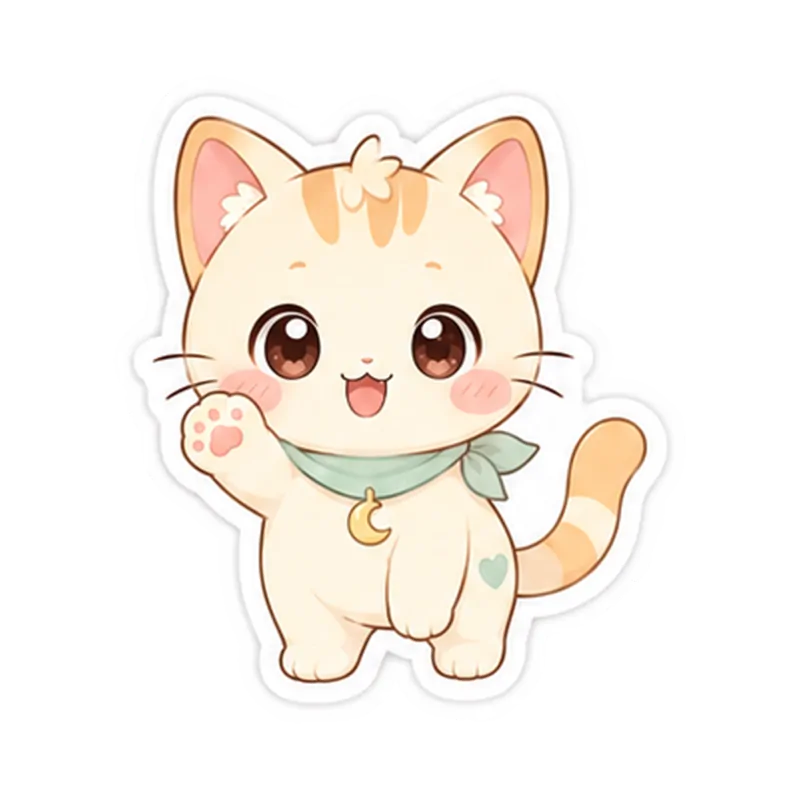 cat mascot wave